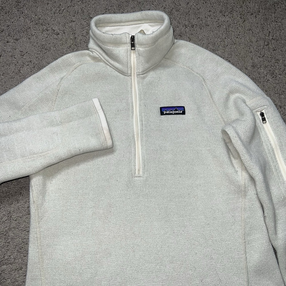 Patagonia Better Sweater Women Small Cream 1/4 Zip Fleece Jacket Deep White